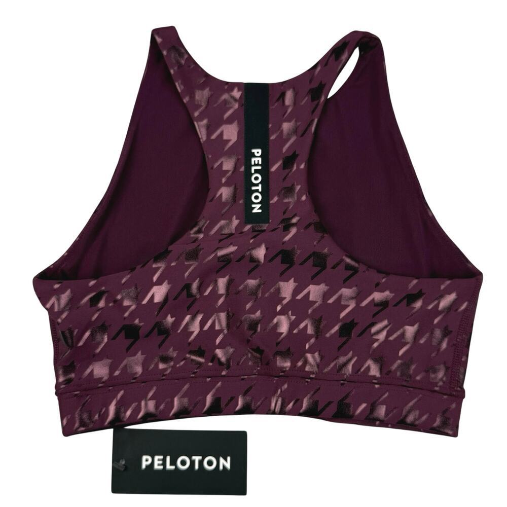 NWT PELOTON Show Up Foil Houndstooth High Neck Bra Sz XS Plum - Picture 5 of 7